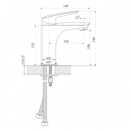 Imprese PRAHA Новый хром. Смеситель для умывальника: 106x108/35мм; лат. 05030(M)new